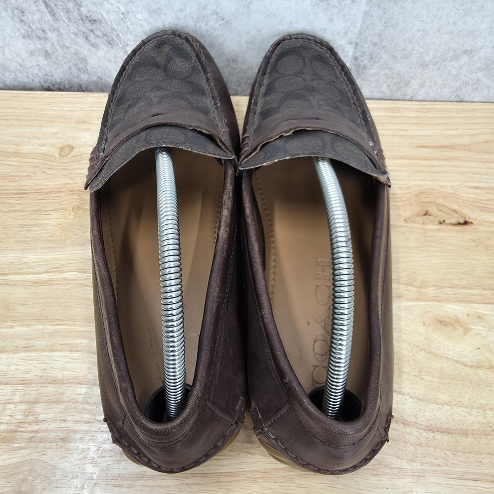 Coach Penny Loafers Mens 10.5 D Mott Driver Brown Leather Slip On Shoes FG2983 - Picture 8 of 12